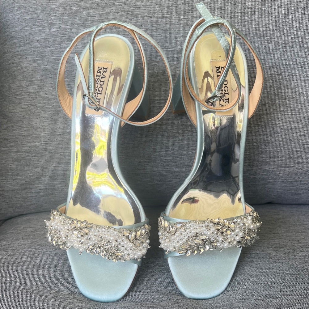 Badgley Mischka Light Blue Embellished Heels